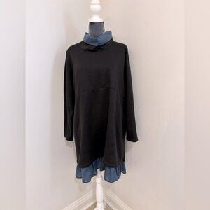 Long Sleeve Black Dress With Blue Lining Size L